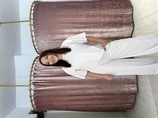 Asimetrik Kesim Tişört Pantolon Takım Bej 