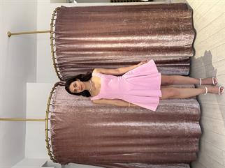 Askılı Mini Elbise Pembe