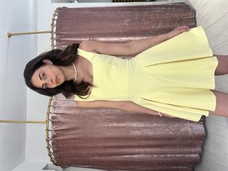 Askılı Mini Elbise Sarı 