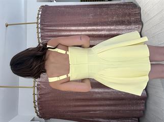 Askılı Mini Elbise Sarı 