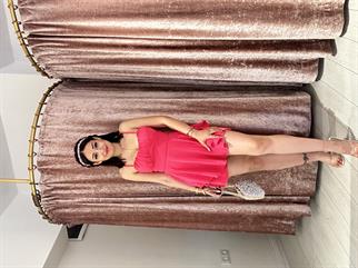 Ayarlanabilir İp Askılı Mini Şort Elbise Fuşya