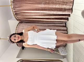 Ayarlanabilir İp Askılı Mini Şort Elbise Beyaz