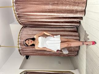 Ayarlanabilir İp Askılı Mini Şort Elbise Beyaz