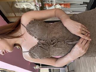 Dantel Crop Kahverengi