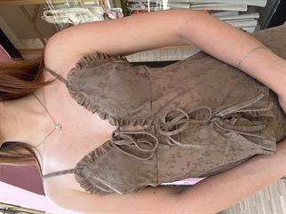 Dantel Crop Kahverengi