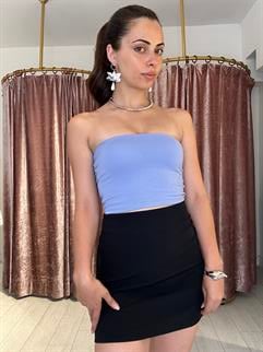 Düz Yüksek Bel Mini Etek Siyah