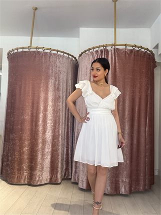 Kemer Detay Elbise Beyaz