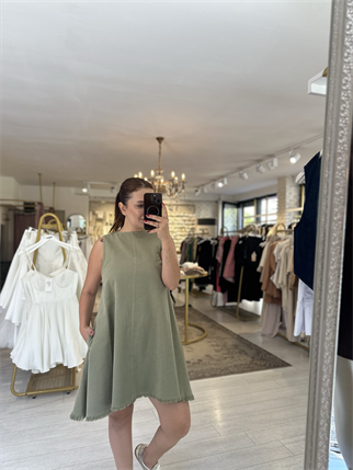 Kolsuz Mini Elbise Çağla