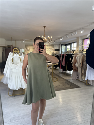 Kolsuz Mini Elbise Çağla