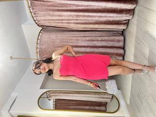 Korse Görünümlü Straplez Mini Elbise Fuşya