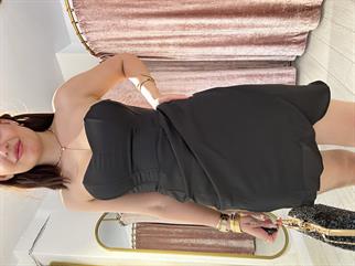 Korse Görünümlü Straplez Mini Elbise Siyah