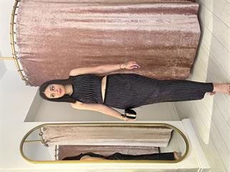 Şerit Taş Detaylı Triko Etekli Takım Siyah