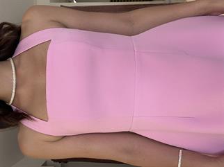 Sırt Detay Askılı Mini Elbise Pembe