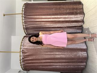 Sırt Detay Askılı Mini Elbise Pembe