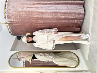 Sırt Detay Keten Takım Bej