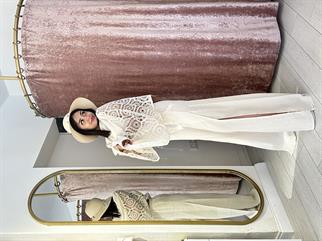 Sırt Detay Keten Takım Bej