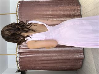 Sırt Detay Müslin Kumaş Midi Elbise Pembe 