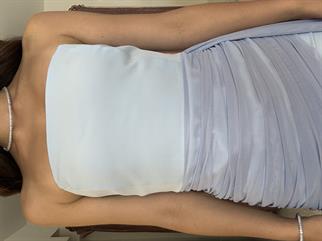 Straplez Tül Mini Elbise Mavi