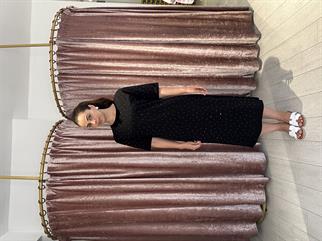 Taşlı Bisiklet Yaka Yırtmaçlı Spor Elbise Siyah 