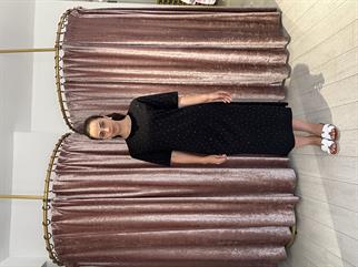 Taşlı Bisiklet Yaka Yırtmaçlı Spor Elbise Siyah 