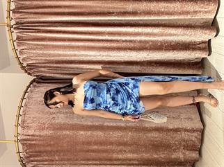 Tül Kumaş Straplez Mini Elbise Mavi