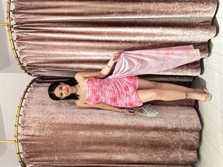 Tül Kumaş Straplez Mini Elbise Pembe