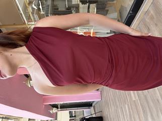 Uzun Astarlı Tül Elbise Bordo 