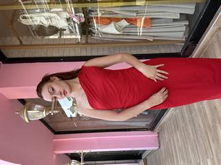 Uzun Astarlı Tül Elbise Kırmızı