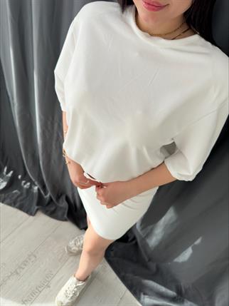 Vatka Detay Elbise Beyaz