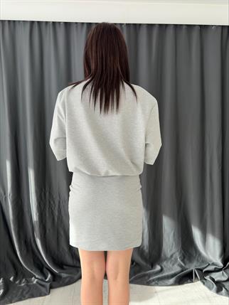 Vatka Detay Elbise Gri