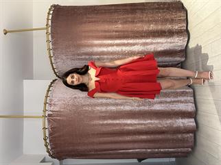 Yaka Ve Düğme Detaylı Elbise Kırmızı