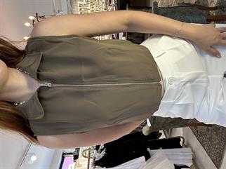 Yakalı Fermuaralı Crop Kahverengi