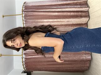 Yırtmaç Detay Kot Elbise Uzun