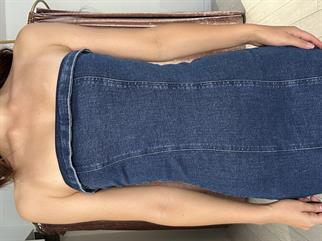 Yırtmaç Detay Kot Elbise Uzun