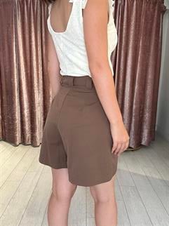 Yüksel Bel Bermuda Şort Kahverengi