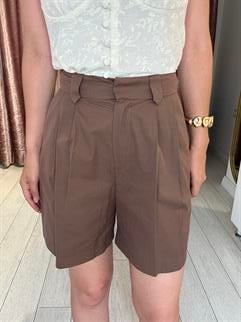 Yüksel Bel Bermuda Şort Kahverengi