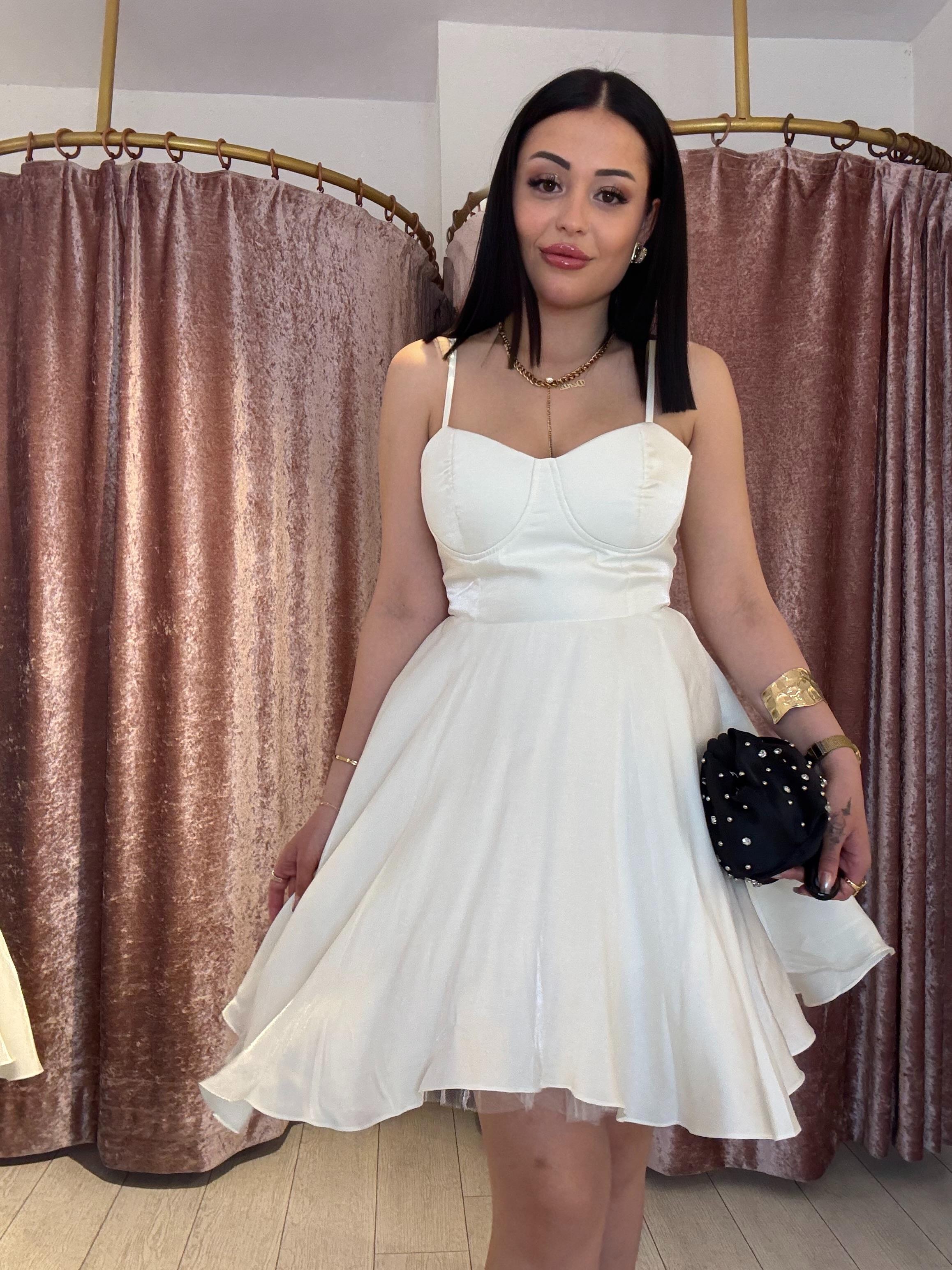 Ayarlanabilir Askılı Saten Elbise Ekru