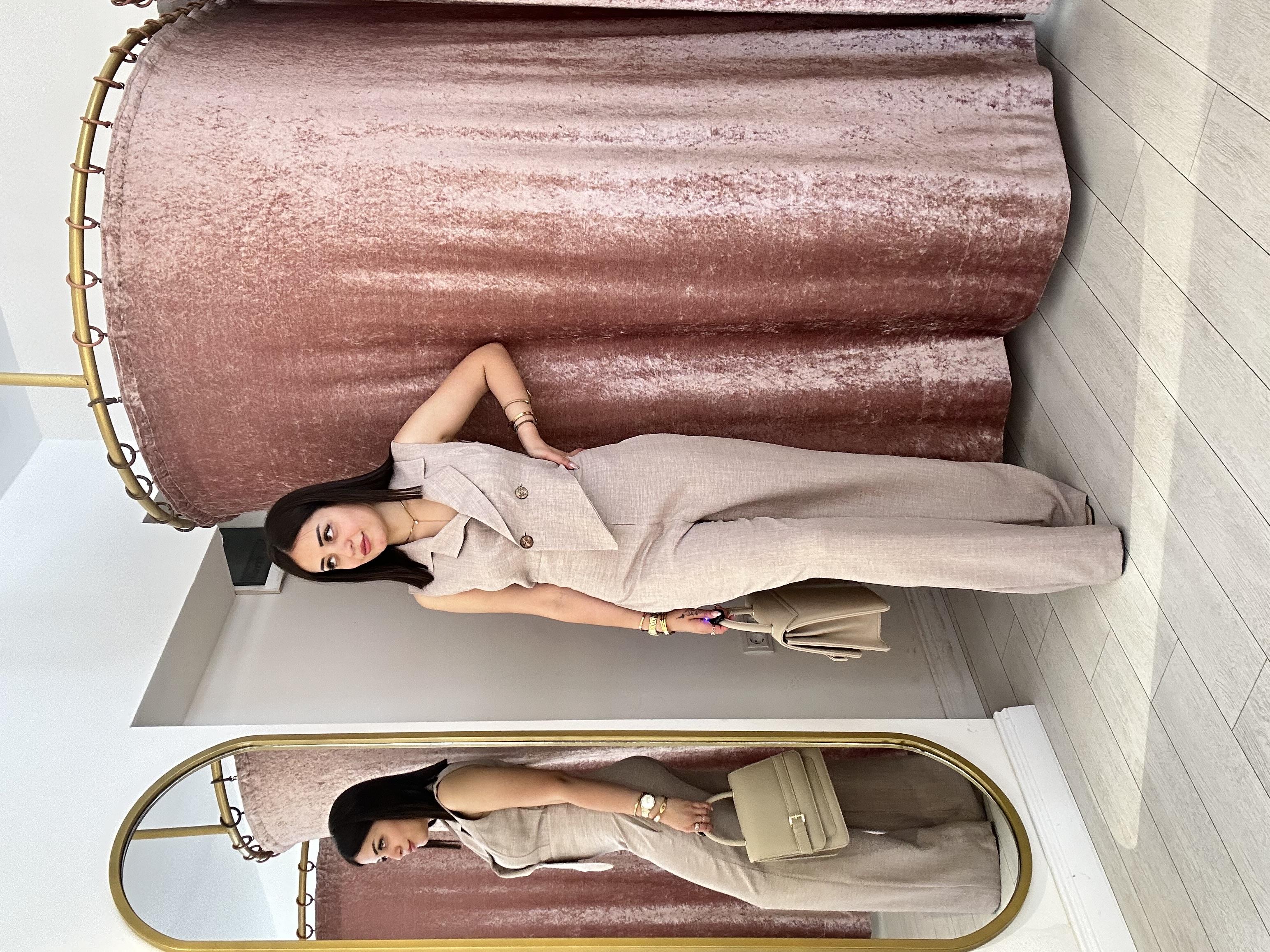 Düğme Detay Yelek Görünümlü Tulum Pembe