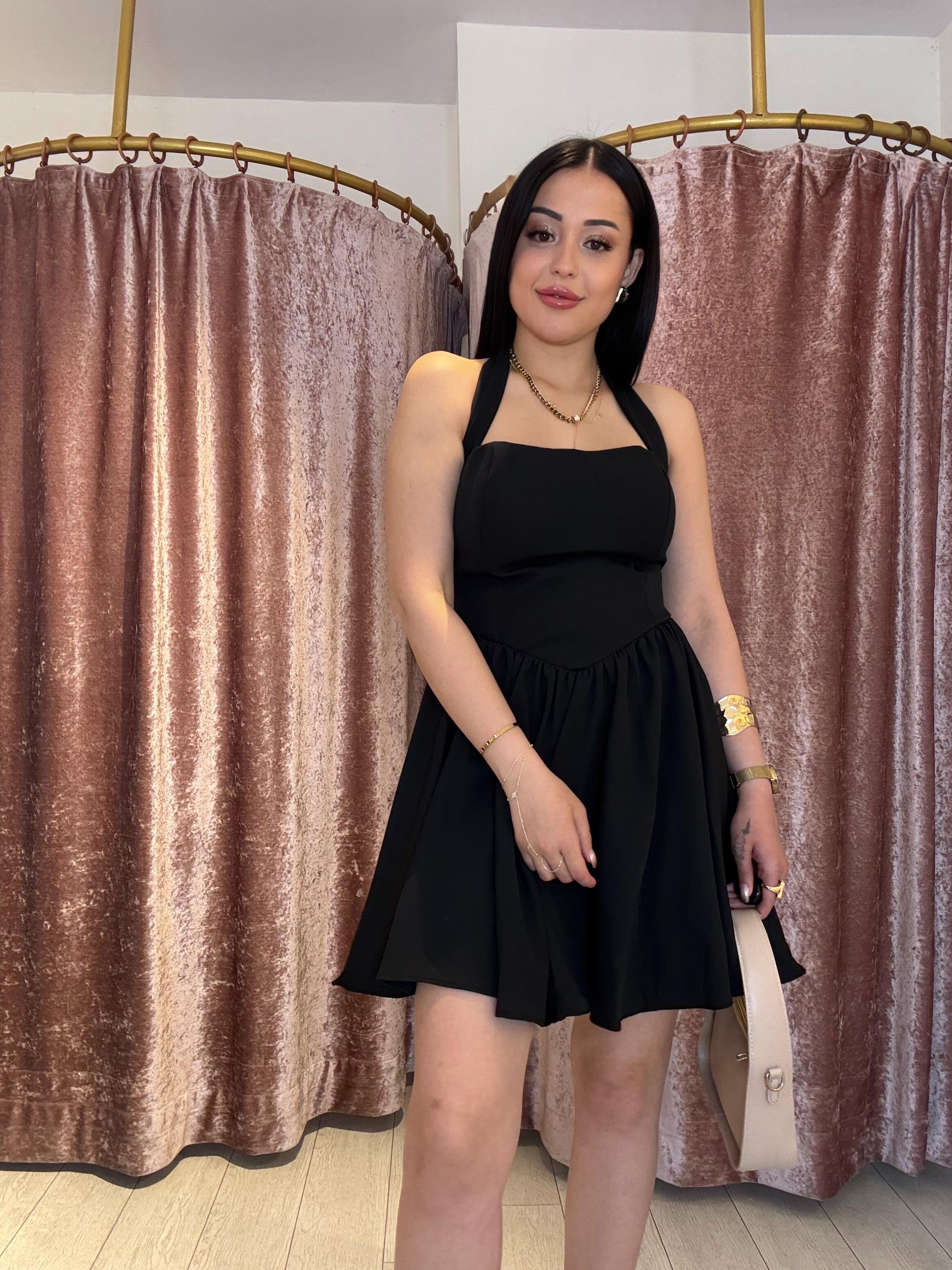 Korse Detay Gece Elbisesi Siyah