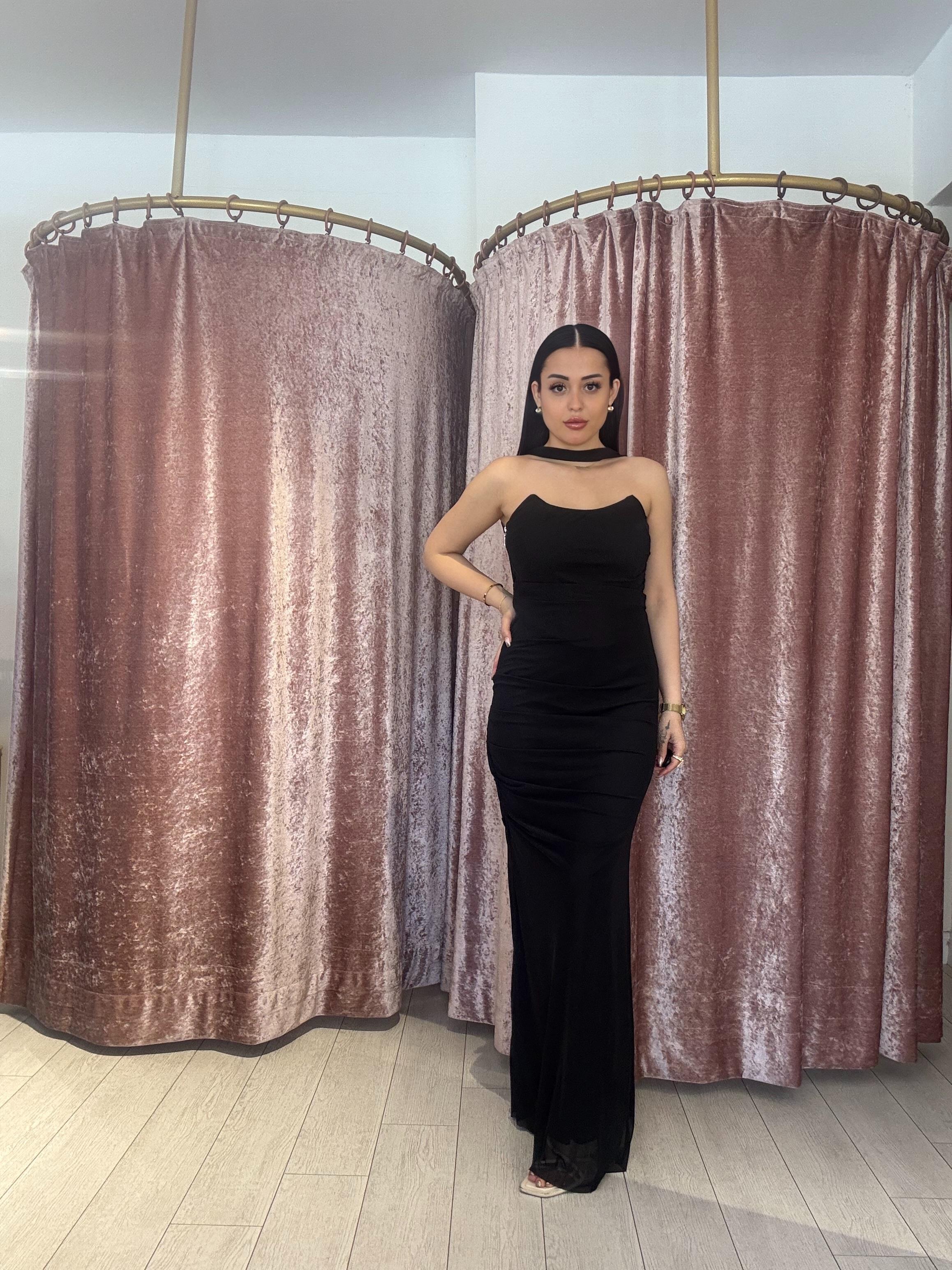 Straplez Uzun İkili Takım Siyah