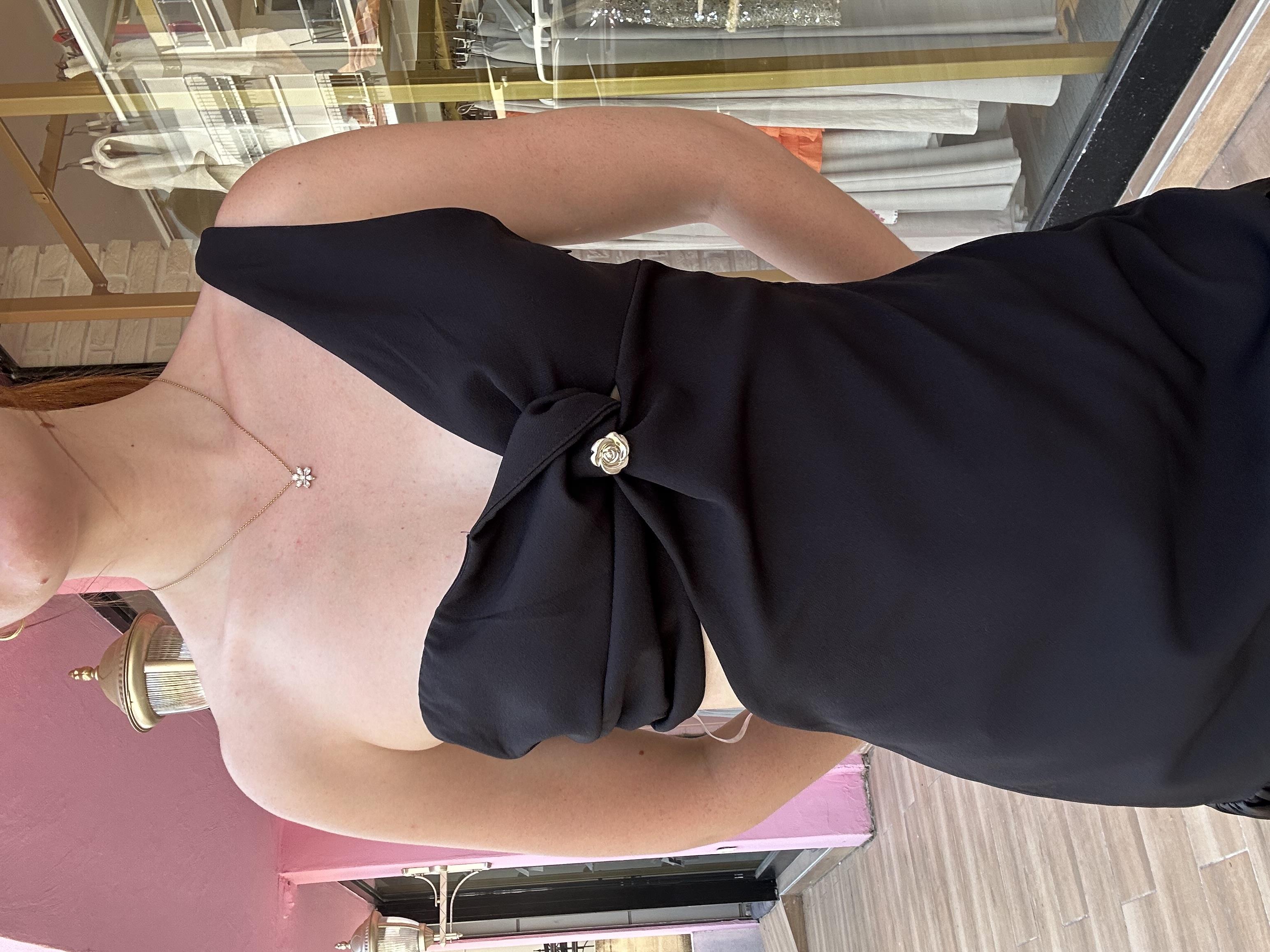 Tek Kollu Balon Etekli Gece Elbisesi 