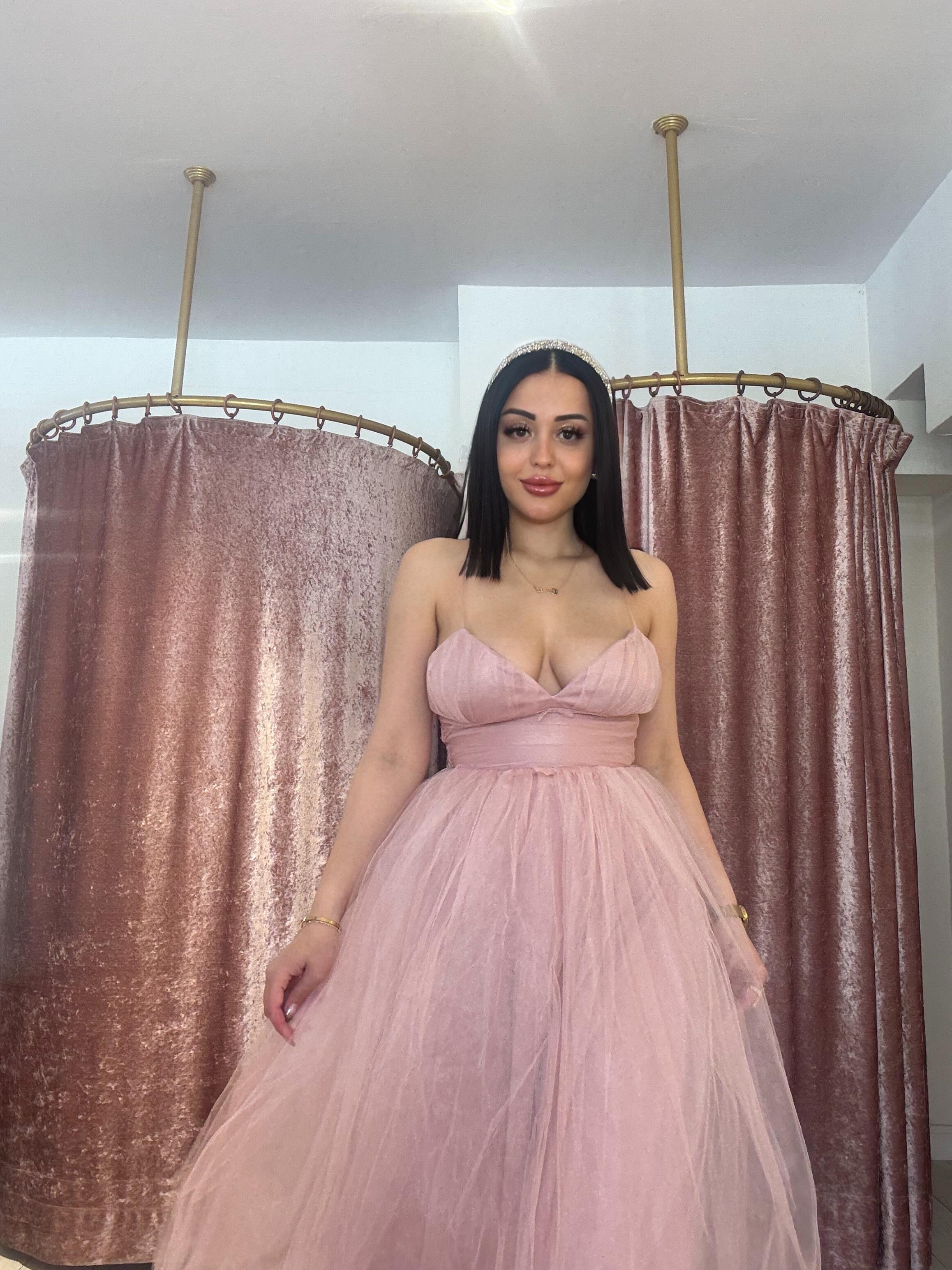 Tütü Midi Boy Elbise Pudra