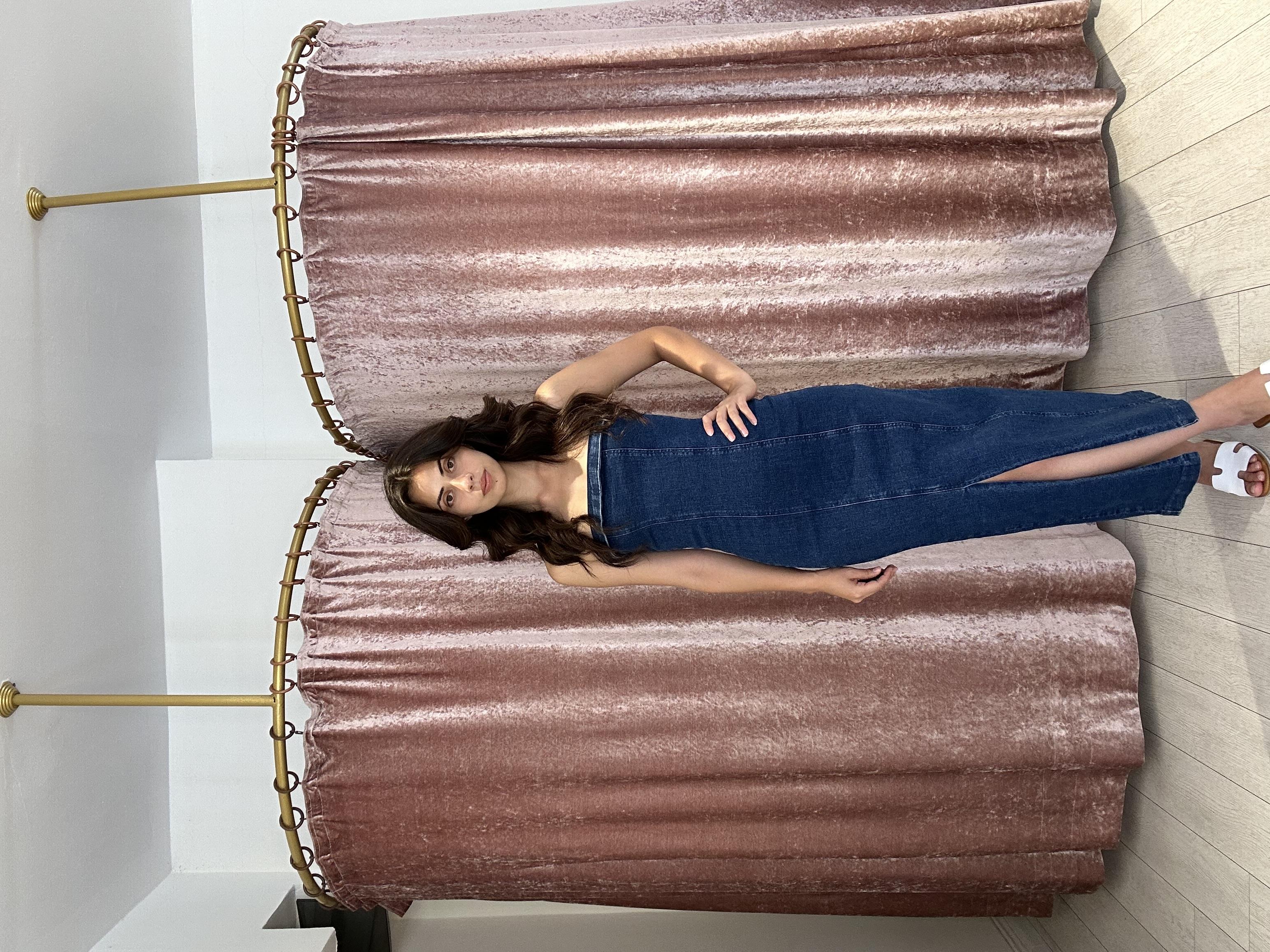 Yırtmaç Detay Kot Elbise Uzun