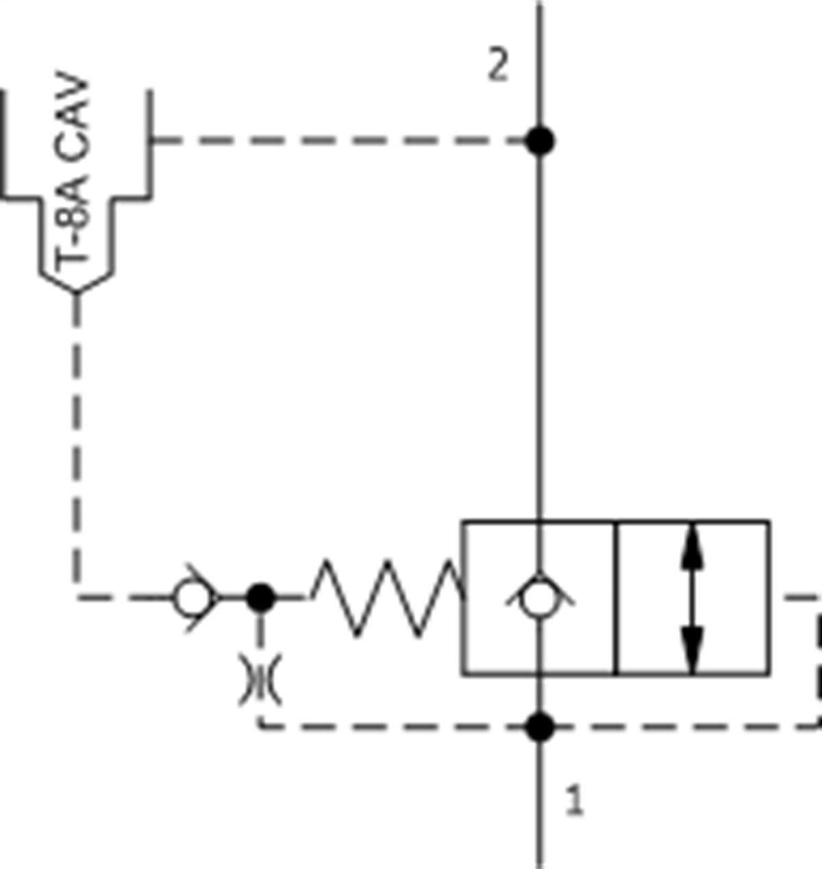 DFCA8DN 2-way, poppet directional valve with integral T-8A control cavity - control 1-2