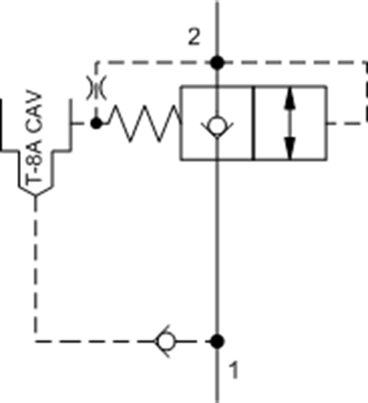 DFCB8DN 2-way, poppet directional valve with integral T-8A control cavity - control 2-1