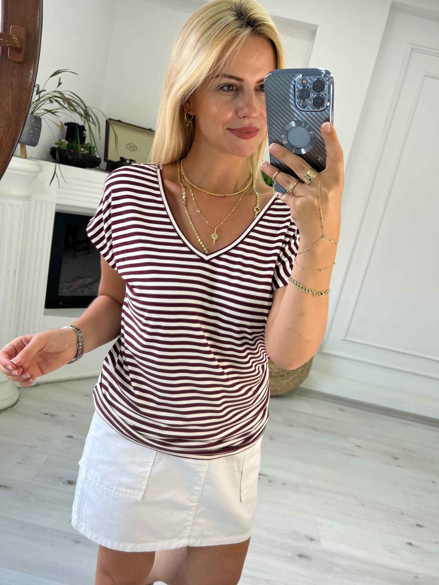 002 Ön V Arka V Tshirt BORDO