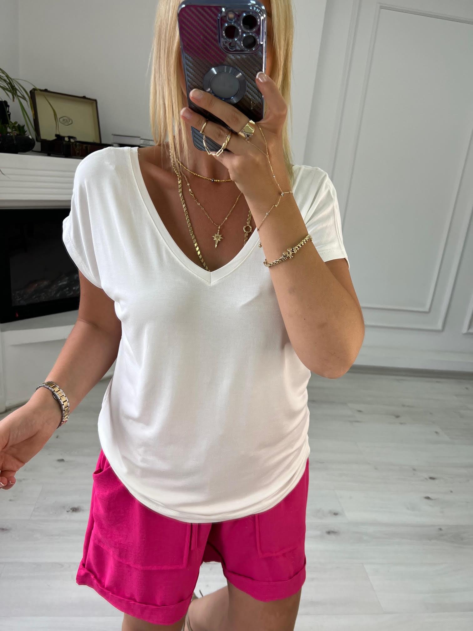 002 Ön V Arka V Tshirt EKRU