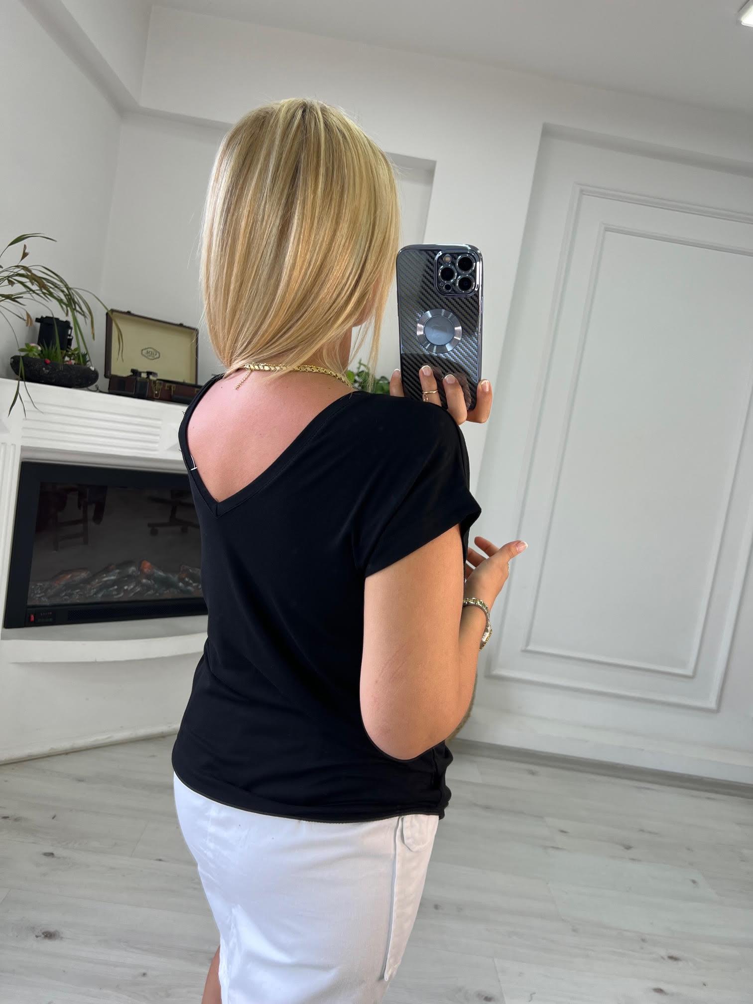002 Ön V Arka V Tshirt SİYAH