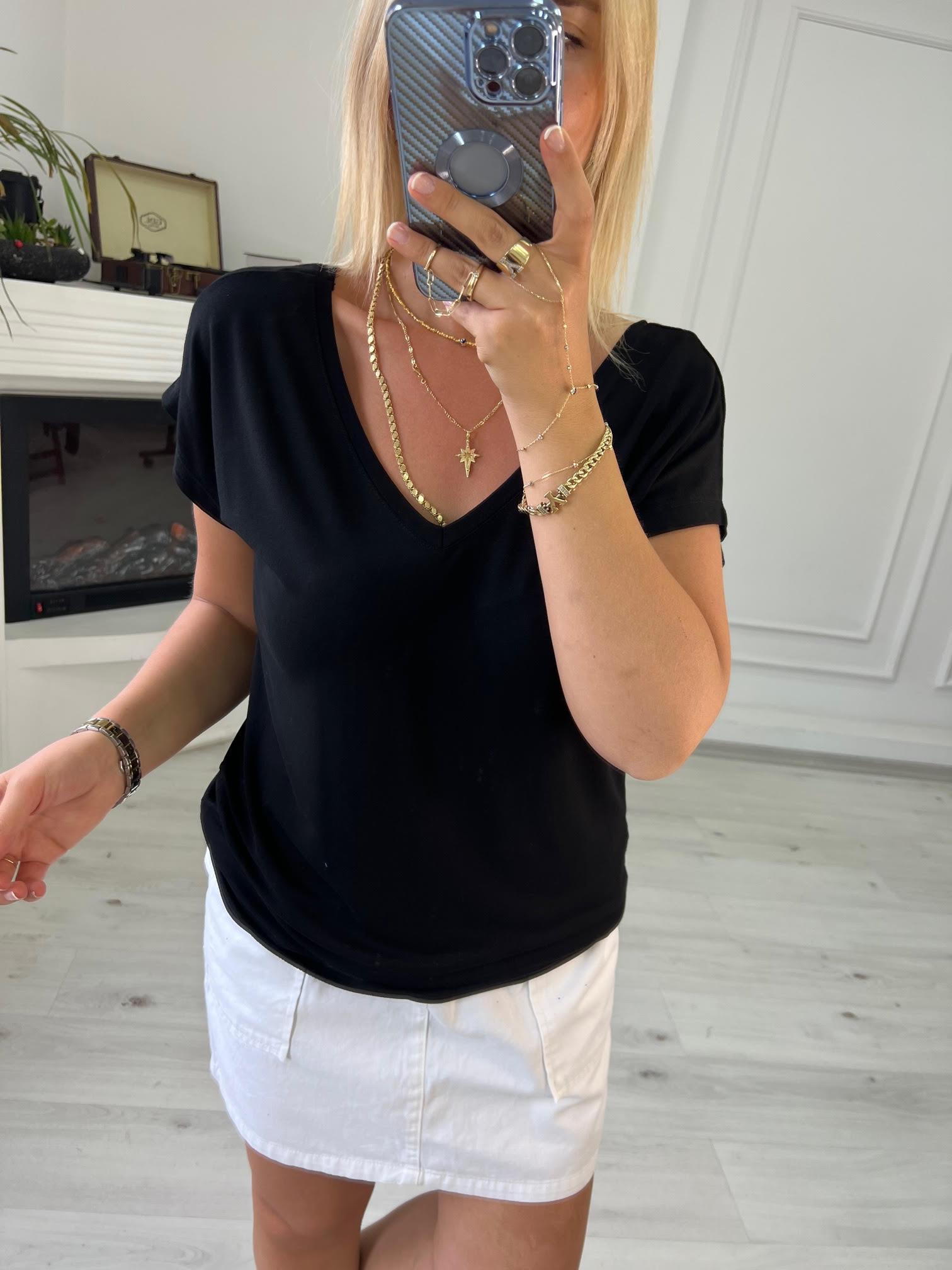 002 Ön V Arka V Tshirt SİYAH