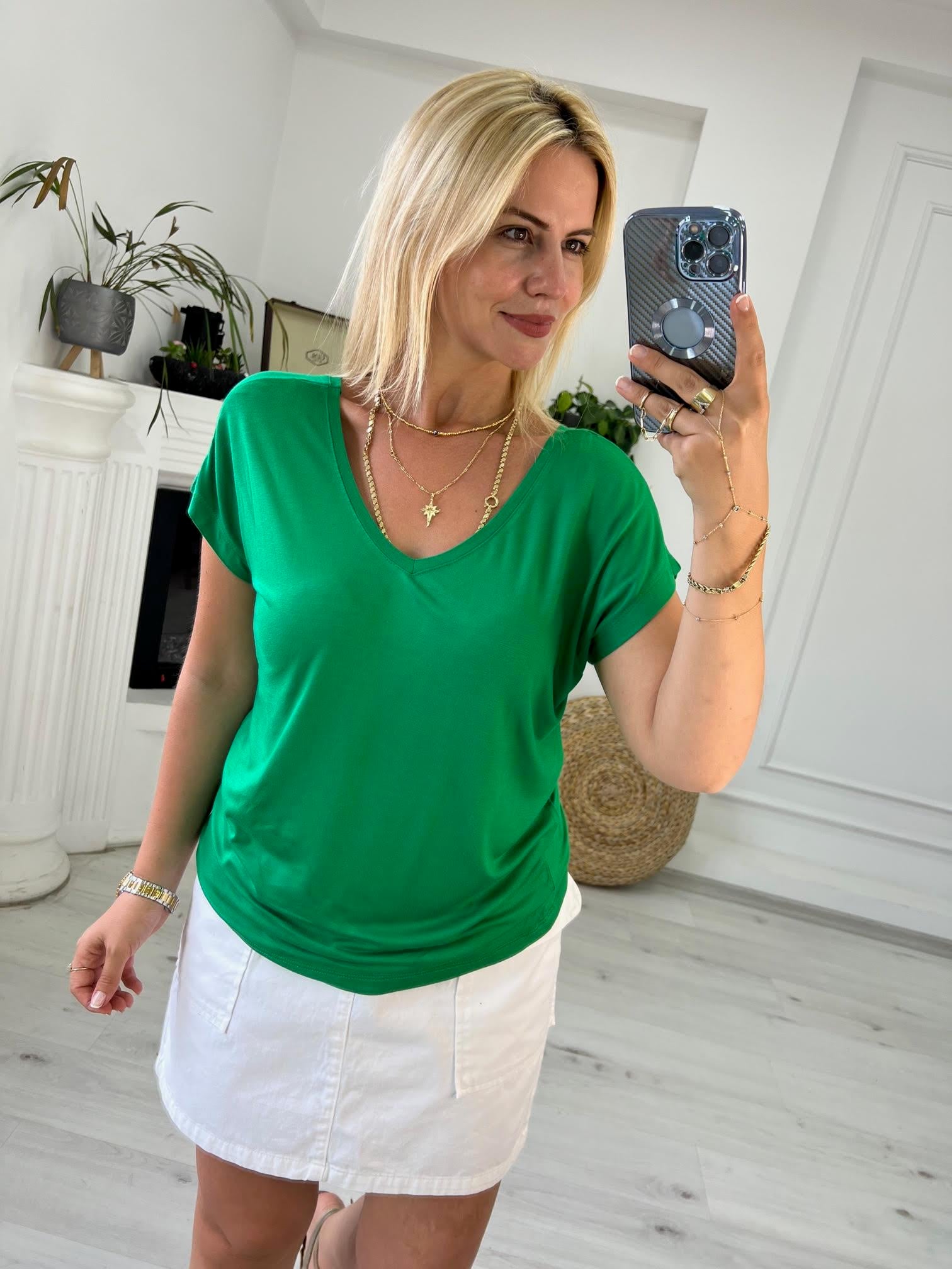 002 Ön V Arka V Tshirt YEŞİL